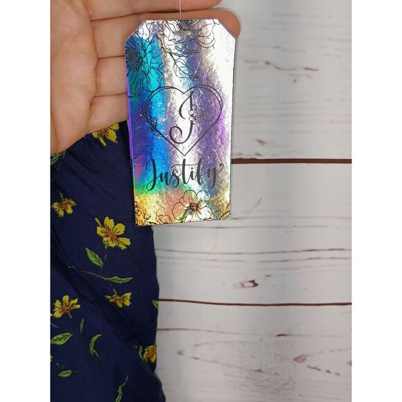 Justify Navy Blue With Yellow Floral Print‎ Strapless Size Medium Romper - Picture 6 of 6